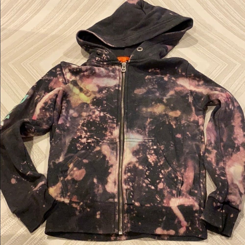Butter Girls Black Bleached Sparkle Unicorn Hoodie